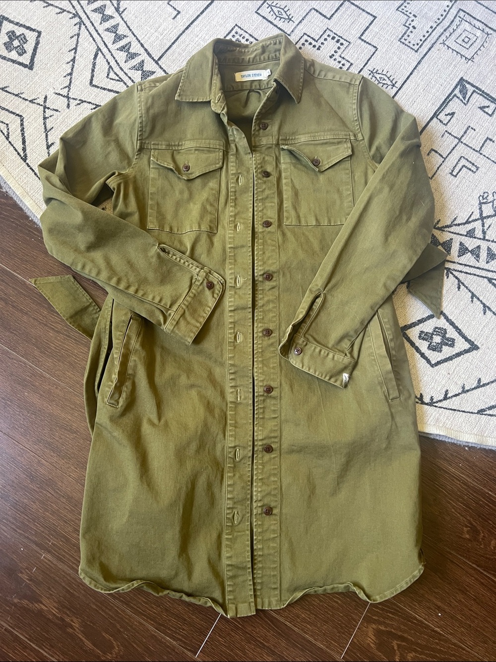 Taylor Stitch Olive Green Utility Shirt Jacket/dress